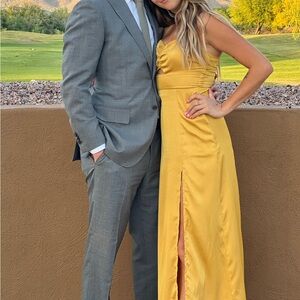 Lulus yellow maxi wedding guest dress